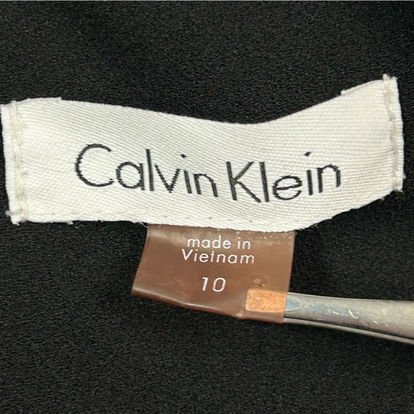 Calvin Klein Midi Dress Womens Size 10 Round Neck Sleeveless Sheer Ruffle Black - Picture 8 of 12